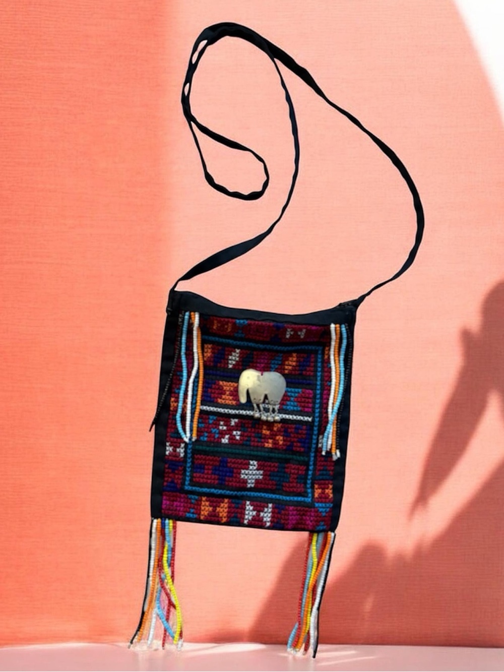 Vintage Hmong Embroidered Crossbody Bag Boho Folk Art Festival Pouch